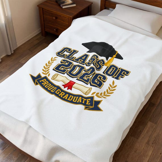 Class of 2026 Velveteen Blanket | Graduation Throw, Proud Graduate