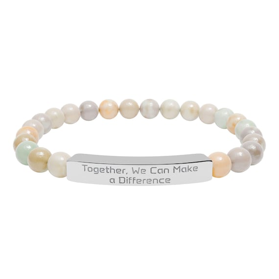 Together We Can Make a Difference Bar Bracelet | Natural Stone Stretch