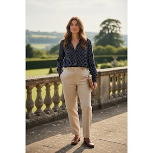 Country Sophisticates Pendleton Camisa de mujer talla S, azul con lunares y botones, estilo vintage imagen 1