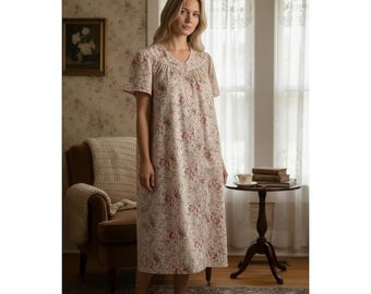 Vintage Speculator II House Dress Women L Pink Floral Snap Midi Grandmacore gown