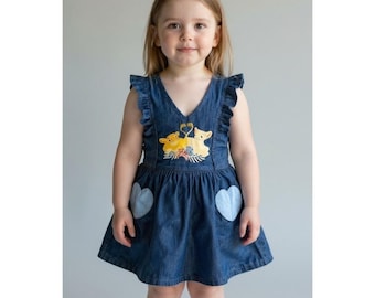 Vestido peto vaquero de Disney Baby El Rey León para niñas de 18 meses con bolsillos (Simba y Nala) estilo vintage