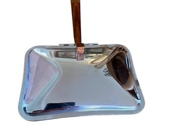 Paletta raccogli briciole Rogers Vintage Silent Butler con manico in legno, colore argento, stile moderno di metà secolo.