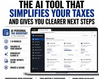 AI Personal Tax Assistant App | Tax Organizer & Planning | Self Employed Preparation Tool | Side Hustle