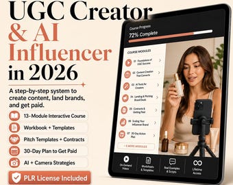 UGC Creator Course | Ai Influencer Guide | Faceless Content Business | UGC Video Digital Product PLR