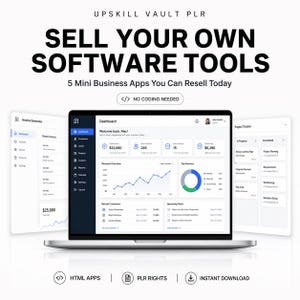 Sprzedaj te 5 aplikacji | Pakiet PLR i MRR, bez kodowania | Produkty cyfrowe do odsprzedaży