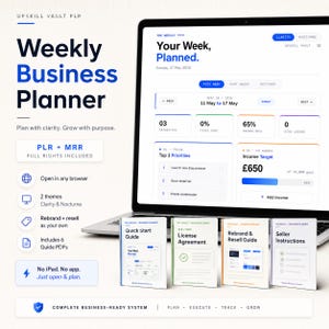 Weekly Business Planner | Interactive HTML for Entrepreneur & Small Business, Income + Expense Tracker PLR