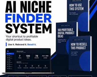 AI Digital Product Ideas | Business Ideas + Niche Finder Tool | PLR Bundle | Side Hustle Planner