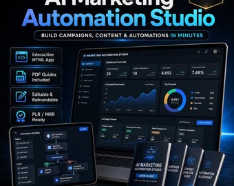 AI Automation Dashboard, Digital Marketing Planner, PLR Business Templates, Content Calendar, MRR Resell Rights