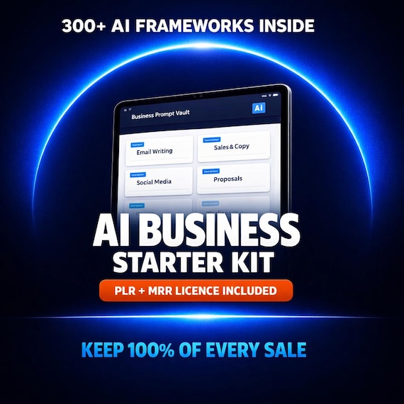 AI Business Starter Kit | Beginner Digital Product Bundle | Start Your First AI Side Hustle