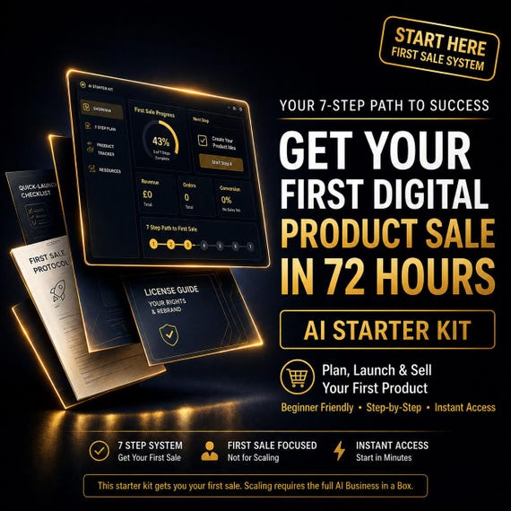Sell Your First Digital Product | AI Business in a Box Starter Kit | PLR Resell Rights