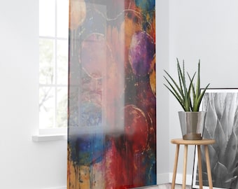 Cortina con estampado de círculos abstractos – 50"x84" Poliéster para decoración de ventanas