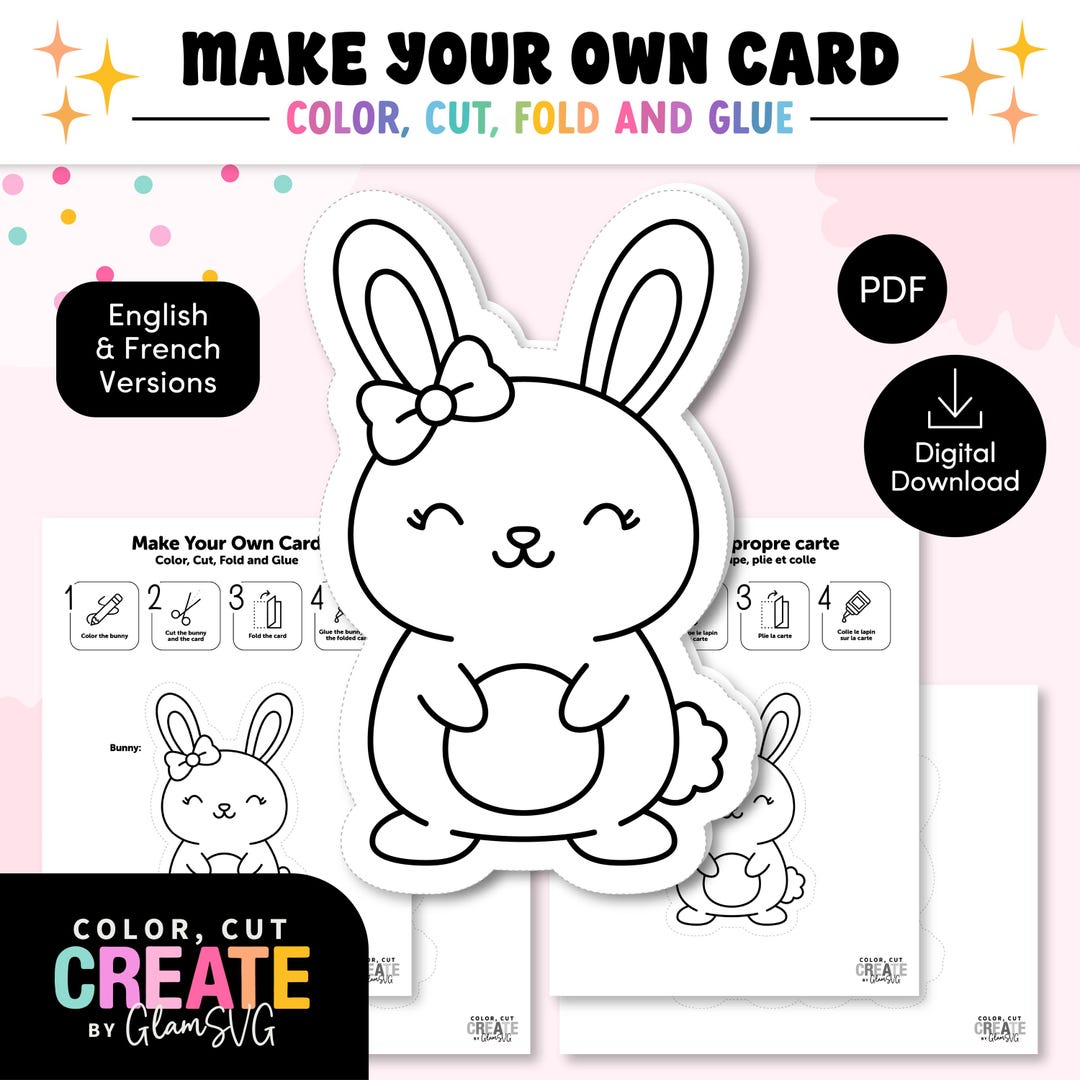 Easter Bunny Card Printable for Kids | Coloring Card | Preschool ...