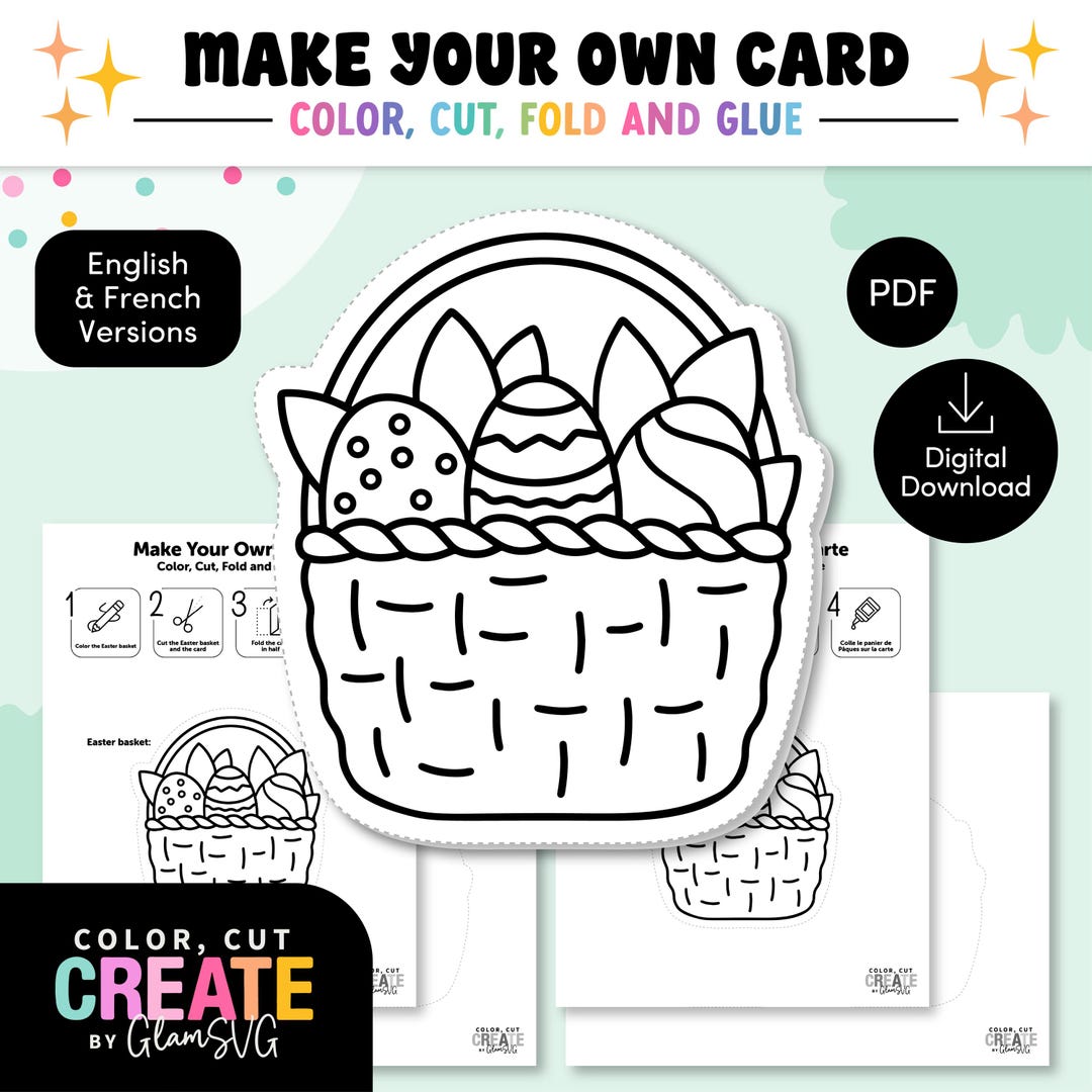 Easter Basket Card Craft Printable for Kids | Cut and Paste Craft ...