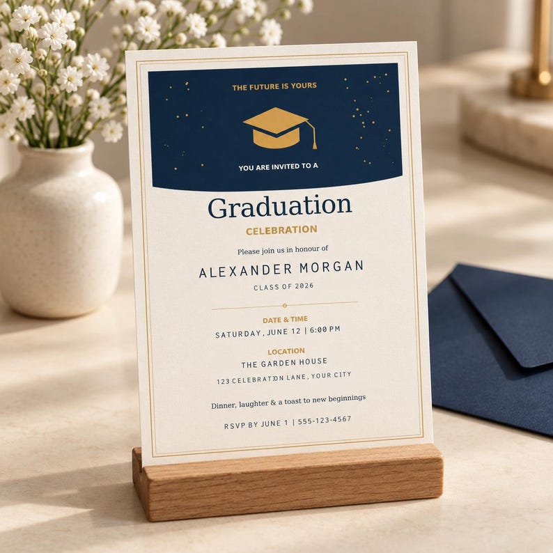 Graduation Party Invation Card Format Graduation Party Invitation, Grad Open House Invites With Photos ...