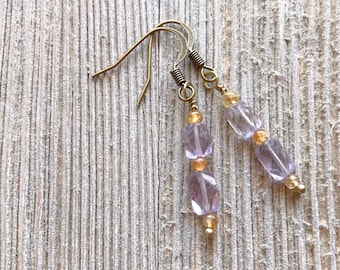 3736 E Amethyst and Citrine Pierced Earrings