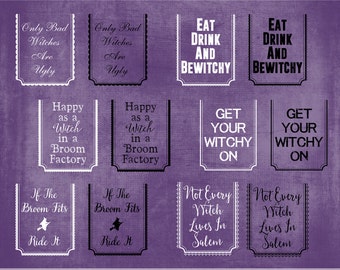 Halloween Witchy Picture Tags 01 - Twelve Witchy Digital .png Files to Adorn Your Halloween Pictures