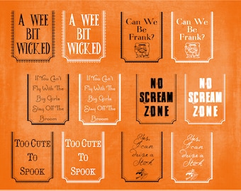 Halloween Picture Tags 01 - Twelve Firghtfully Fun Digital .png Files to Adorn Your Halloween Pictures