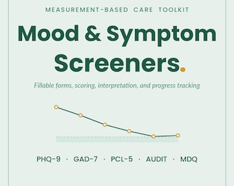 Messbasiertes Pflege-Screener-Toolkit für Therapeuten, PQQ-9 GAD-7 PCL-5, ausfüllbare Formulare und Scoring