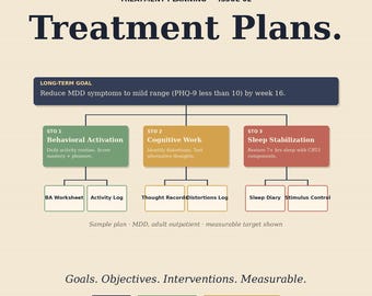 Mental Health Treatment Plan Template | Diagnosis + Intervention Library | Completed Sample Plans | SMART Goals + Objectives | PDF Word