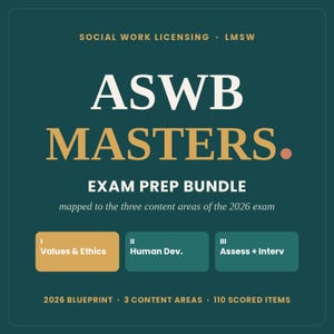 ASWB Masters Exam Prep Bundle 2026 | LMSW Study Guide + 120 Practice Questions | New Blueprint | Social Work Licensing | Printable PDF