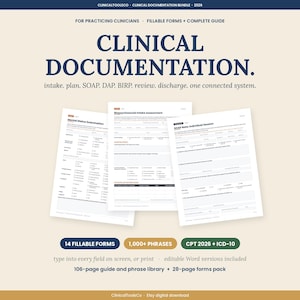 Therapy Progress Note Templates for Therapists | Clinical Documentation Forms, Note Phrase Bank, SOAP and DAP Notes | Fillable PDF + Word