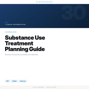 Guida alla pianificazione del trattamento per l'abuso di sostanze / Fogli di lavoro per la consulenza sulla dipendenza da SUD / Download PDF per terapisti