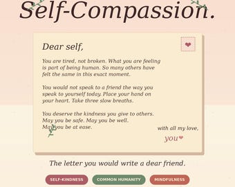 Self Compassion Worksheets for Therapy Clients | Completed Examples + Therapist Scripts | Inner Critic + Mindfulness Handouts | PDF