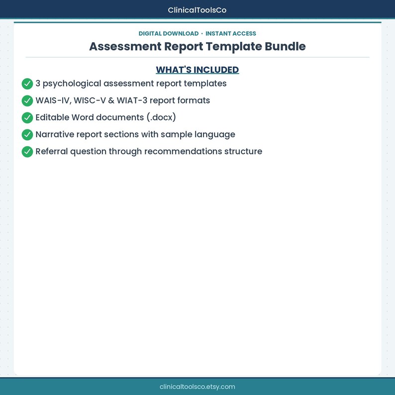 Psychology Assessment Report Template Bundle Cognitive Academic ...