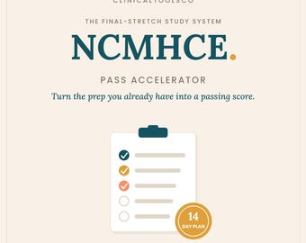Clinical Mental Health Counseling Exam 14 Day Plan | Case Based Study Schedule, 50 Practice Questions for LPC and LMHC | PDF