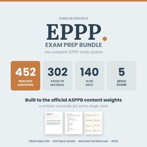 EPPP Exam Prep Bundle (2026) | Practice Questions, Flashcards, Slide Deck, Review Manual | Doctoral Comps Prep | Printable PDF