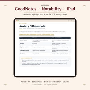 DSM-5-TR Differential Diagnosis Cheat Sheet | Decision Trees, Look-Alike Comparison Tables + Differential Pairs | Therapist PDF + Word image 7