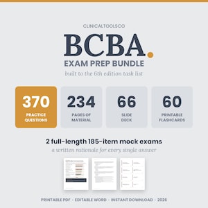 BCBA Exam Prep Bundle 2026 | 370 Practice Questions, 2 Mock Exams, 66-Slide Deck, Flashcards, Manual | 6th Edition Task List
