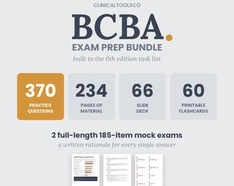 BCBA Exam Prep Bundle 2026 | 370 Practice Questions, 2 Mock Exams, 66-Slide Deck, Flashcards, Manual | 6th Edition Task List