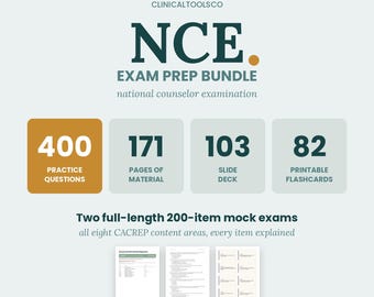 Counselor Licensing Exam Prep Bundle 2026 | 400 Practice Questions, 2 Mock Exams, 103-Slide Deck, Flashcards, 60-Page Manual | LPC LMHC