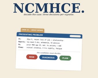 NCMHCE Exam Prep Bundle 2026 | 145-Slide Deck, 8 Clinical Case Simulations, Flashcards + 74-Page Manual | LPC LMHC Counselor Prep