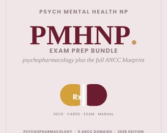 PMHNP Prüfungsvorbereitung Bundle 2026 | 63-Slide Deck, 80 Übungsfragen, Karteikarten + 60-seitiges Handbuch | Psychiatrie-Krankenschwester ANCC Prep