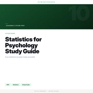 Doctoral Psychology Statistics Study Guide | ANOVA Regression t-test APA | PhD PsyD Instant Download