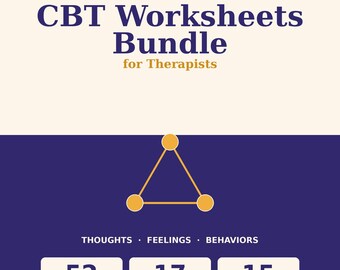 CBT Worksheets Bundle 2026 for Therapists | 64 Pages of Cognitive Behavioral Therapy Tools | Thought Records, Distortions, Exposure, Schema