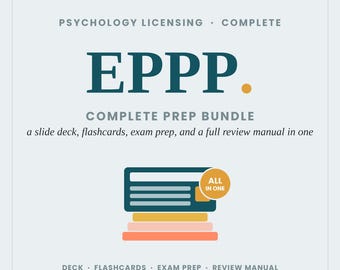 EPPP Complete Prep Bundle 2026 | 140-Slide Deck, 120 Practice Questions, Flashcards + 139-Page Review Manual | Psychology Licensing Prep
