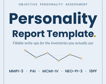 Personality Assessment Report Template | MMPI-3, PAI and MCMI Write Ups with Interpretive Language | Fillable for Psychologists