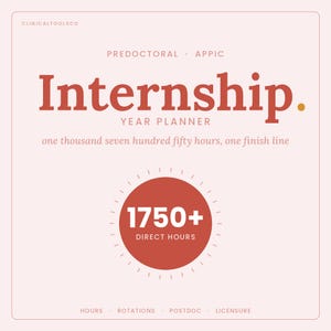 Psychology Internship Year Planner | Predoctoral APPIC Workbook | Hours + Postdoc + EPPP + Licensure | Printable PDF + Word