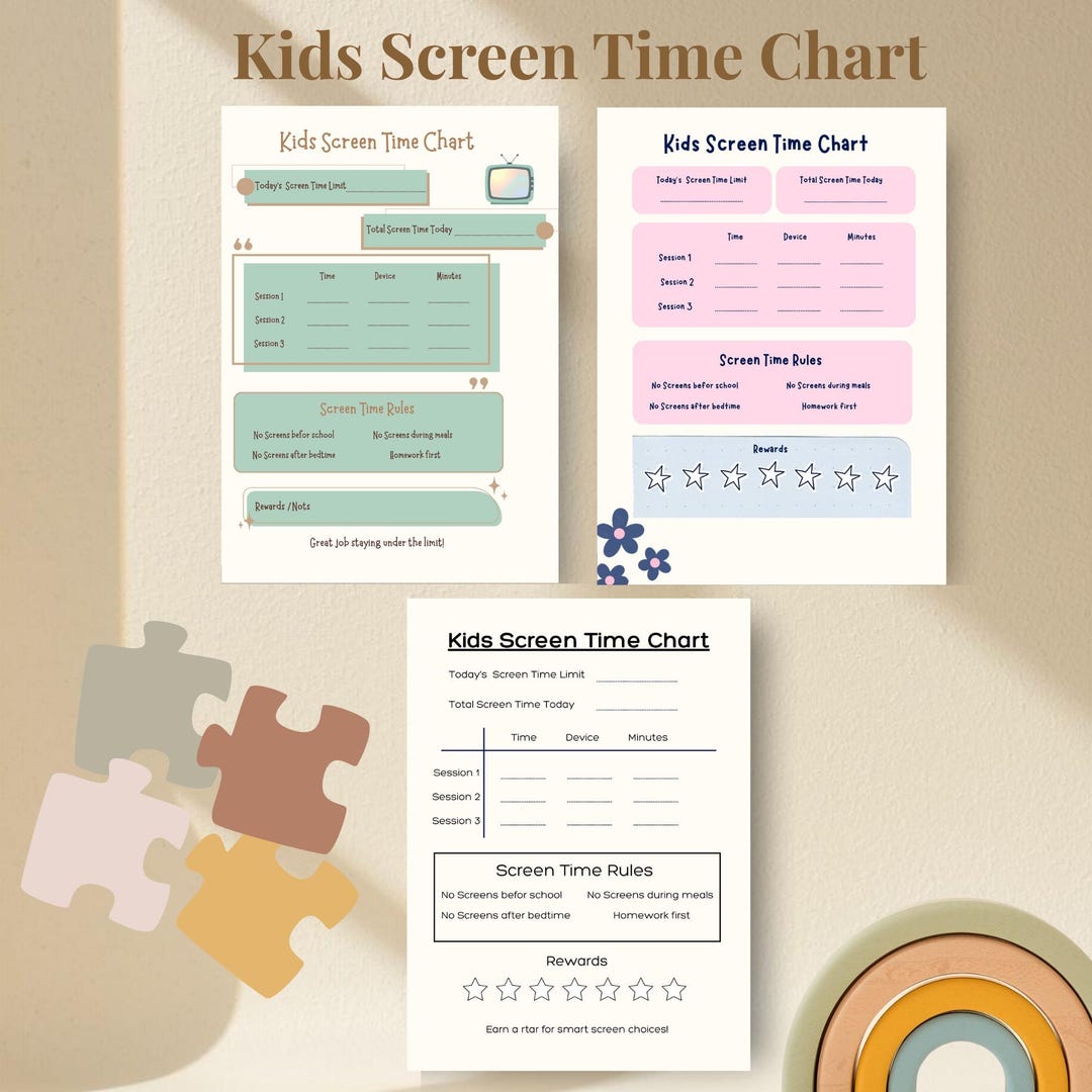 Kids Screen Time Chart Printable | Screen Time Rules for Kids | Daily ...