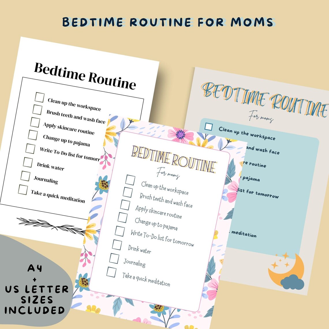 Mum Daily Routine Mom Bedtime Routine Printable | Night Routine for Women | Evening Self ...