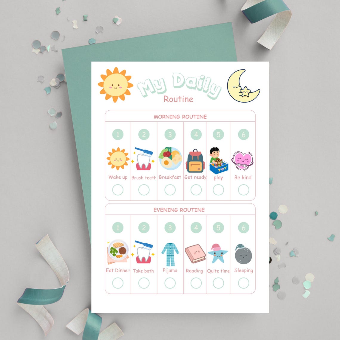 Visual Kids Routine Chart Printable | Cute Daily Routine for Toddlers ...