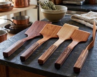 Wooden Spatula Set – Handmade in Bubinga, Maple, Cherry, Walnut Handle, Four Sizes Available