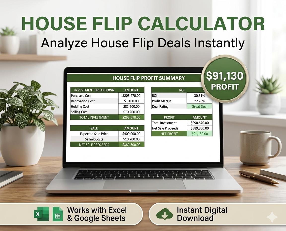 House Flip Calculator | Fix and Flip Calculator | Deal Analyzer | ROI ...