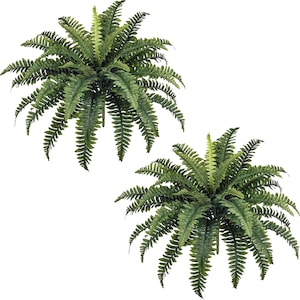35" Artificial Boston Ferns, 2 Pack Large Faux Outdoor Plants