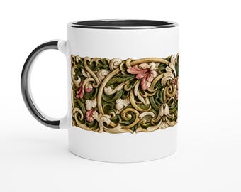 Vintage Garden Mug | Botanical Brew Coffee Cup | Renaissance Bloom Ceramic Mug | Unique Floral Gift for Her