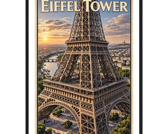 Paris Eiffel Tower Framed Poster, The Heart of Paris Wall Art, Tower of Dreams Decor, Romantic French Travel Print, Ready to Hang Decor
