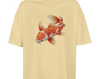 Koi Fish Graphic Tee, Grace in Motion, Comfort Colors Heavyweight Crop Top